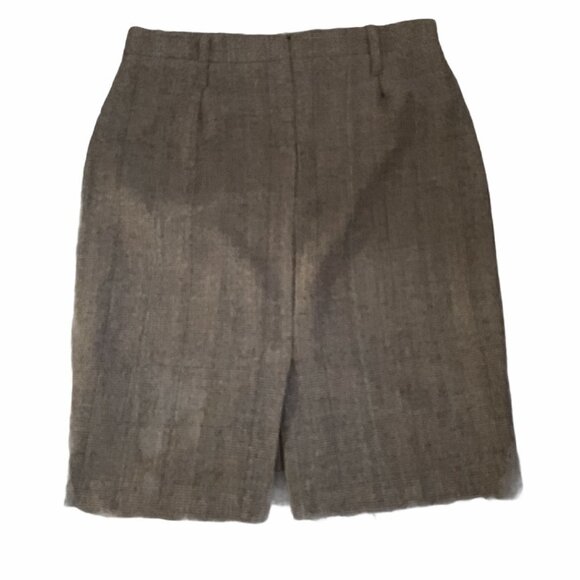 cAbi Sz 8 Straight Pencil Skirt Glen Plaid Brown & Blue Belt Loops Stretch #224M - Picture 2 of 8